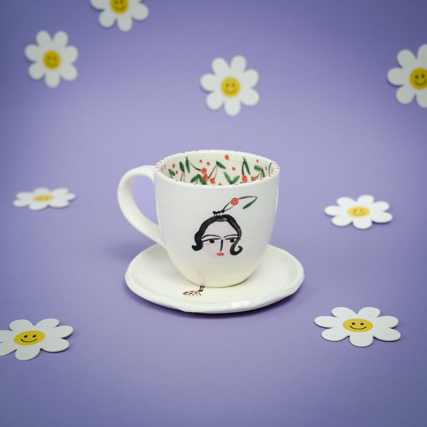Set de taza y plato CEREZAS