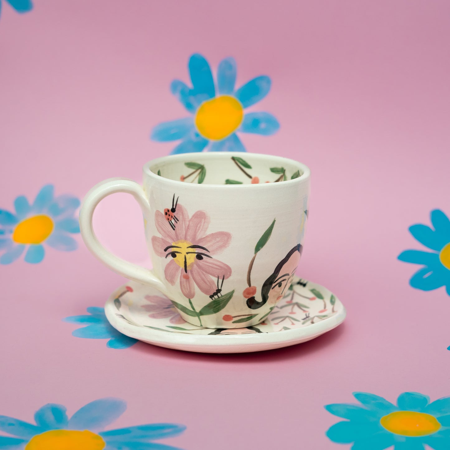 Set de taza y plato FLORES 2