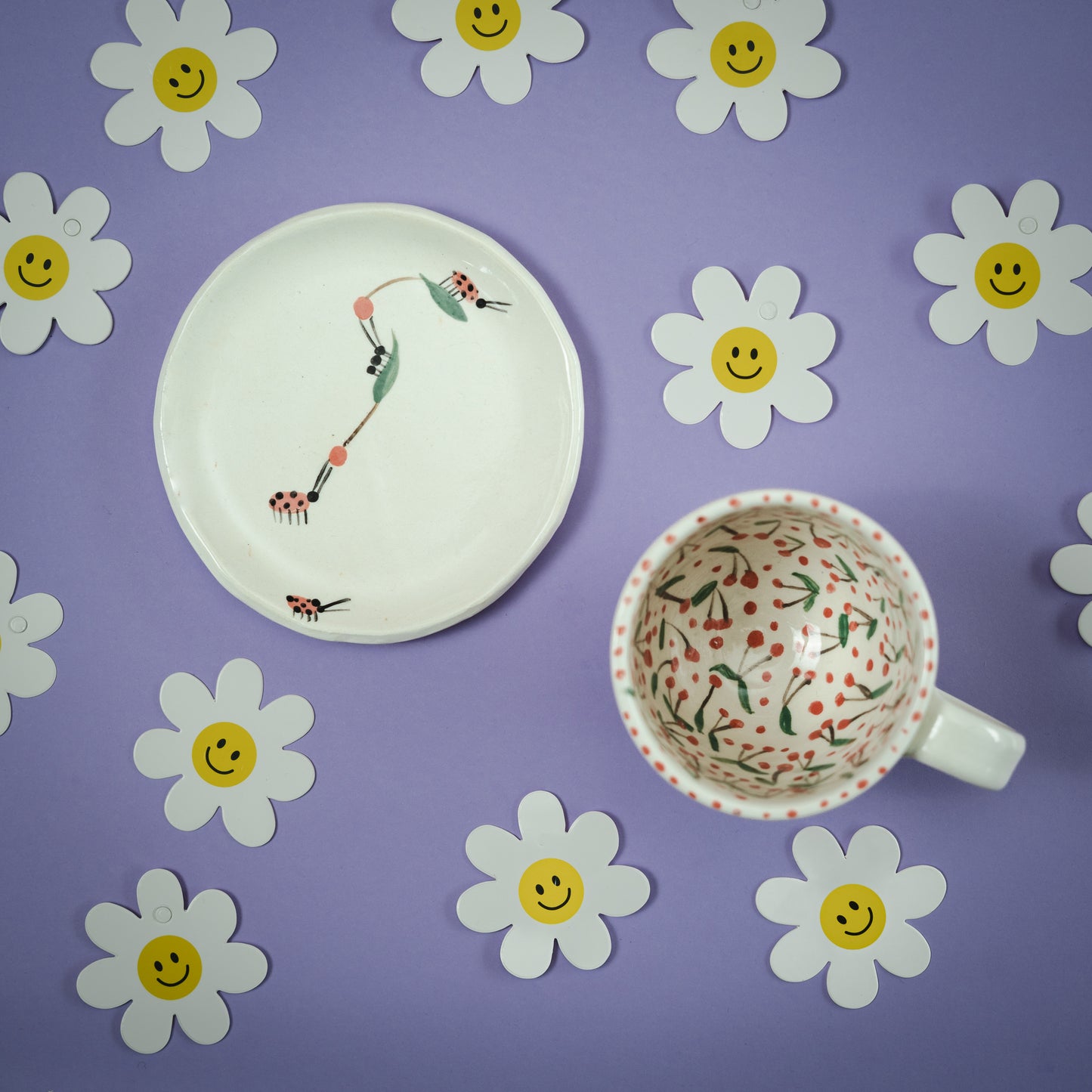 Set de taza y plato CEREZAS