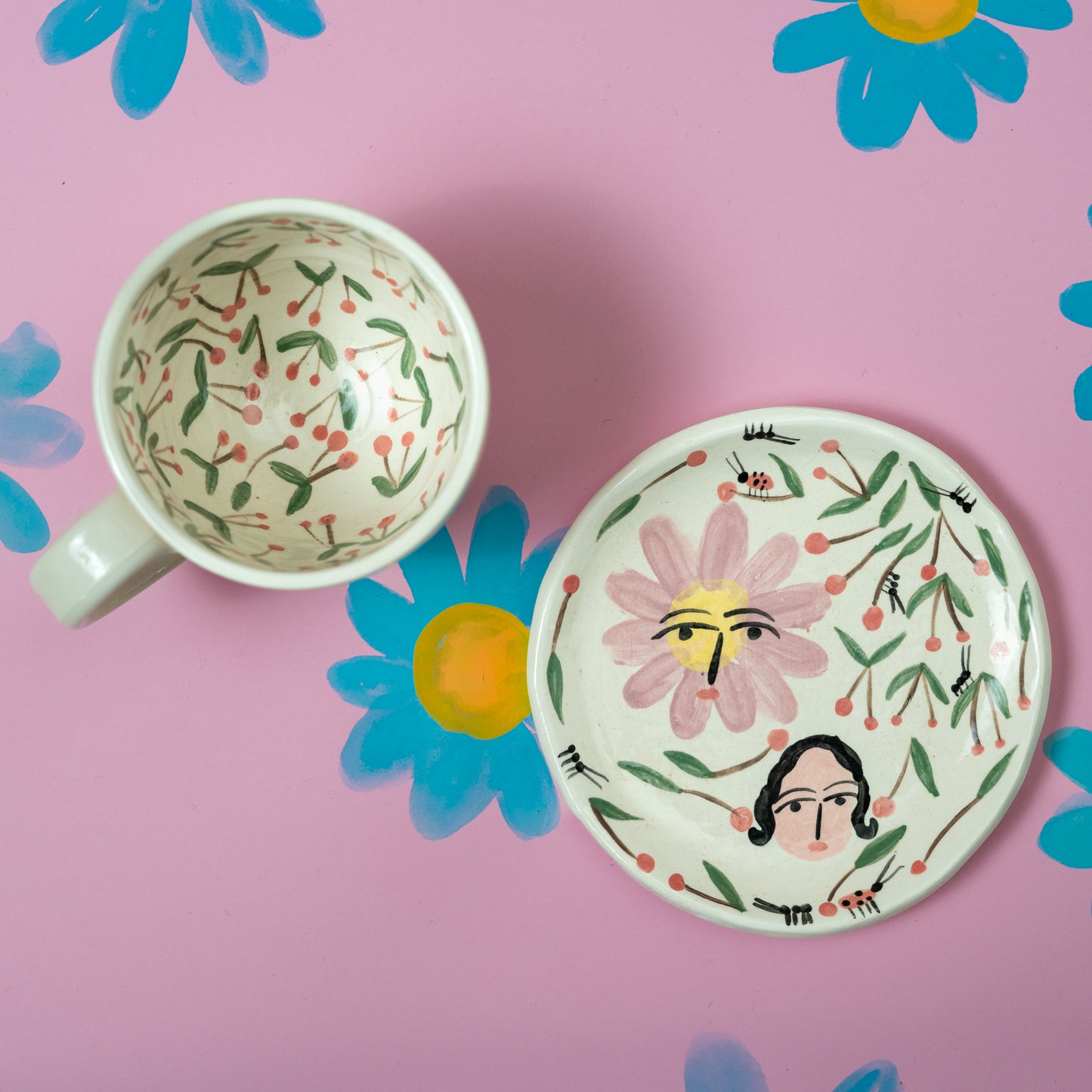 Set de taza y plato FLORES 2