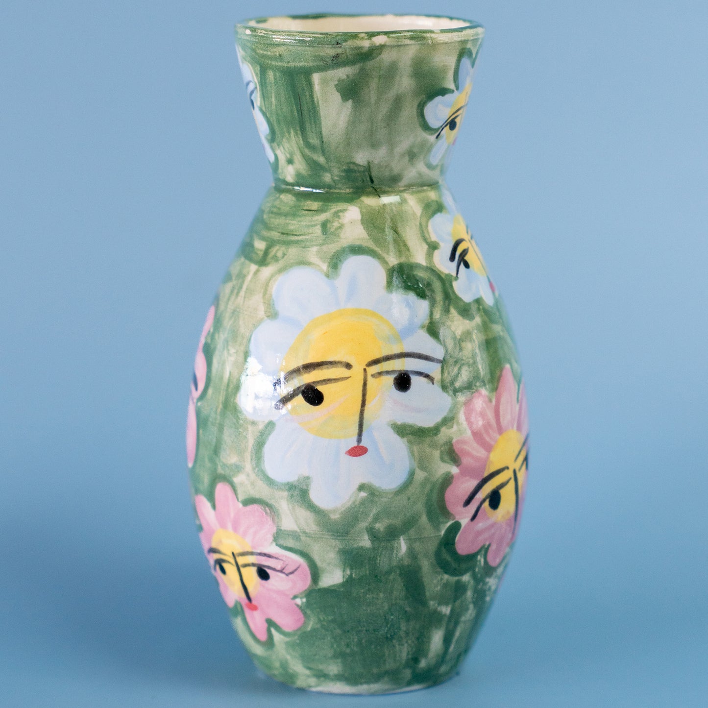 XS vase " Flowers with green background" - XS florero "Flores con fondo verde"