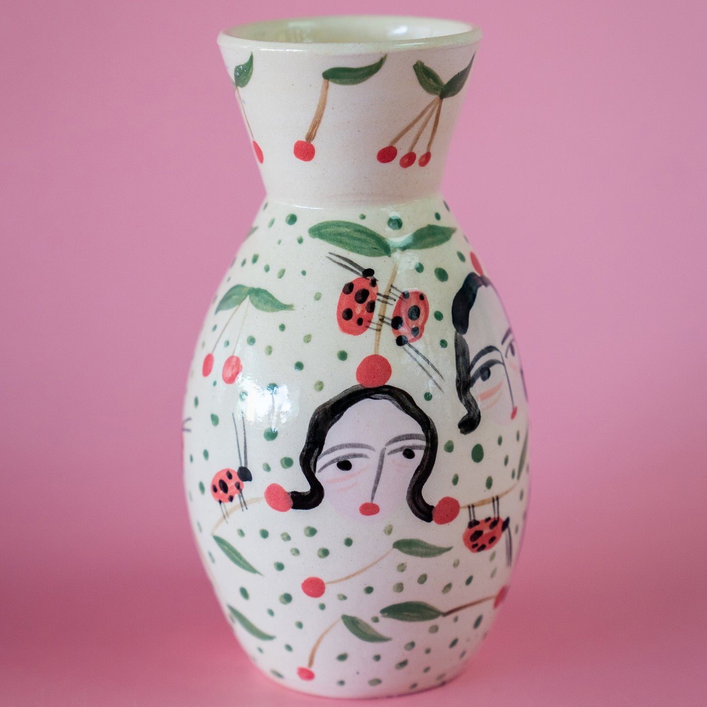 XS vase "Boring ladies and cherries" - XS florero "Señoras aburrida y cerezas"