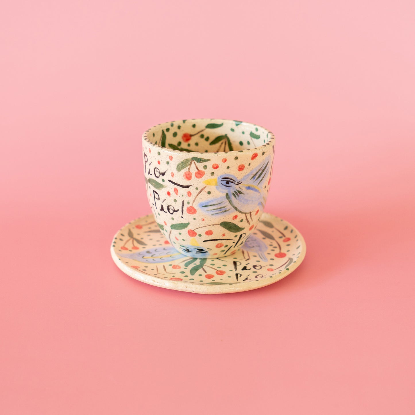 Set Taza sin asa "Los pájaros cantan"