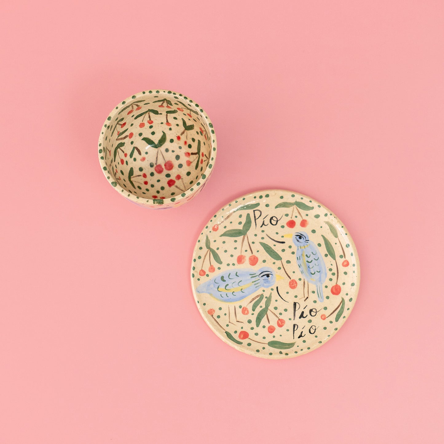 Set Taza sin asa "Los pájaros cantan"