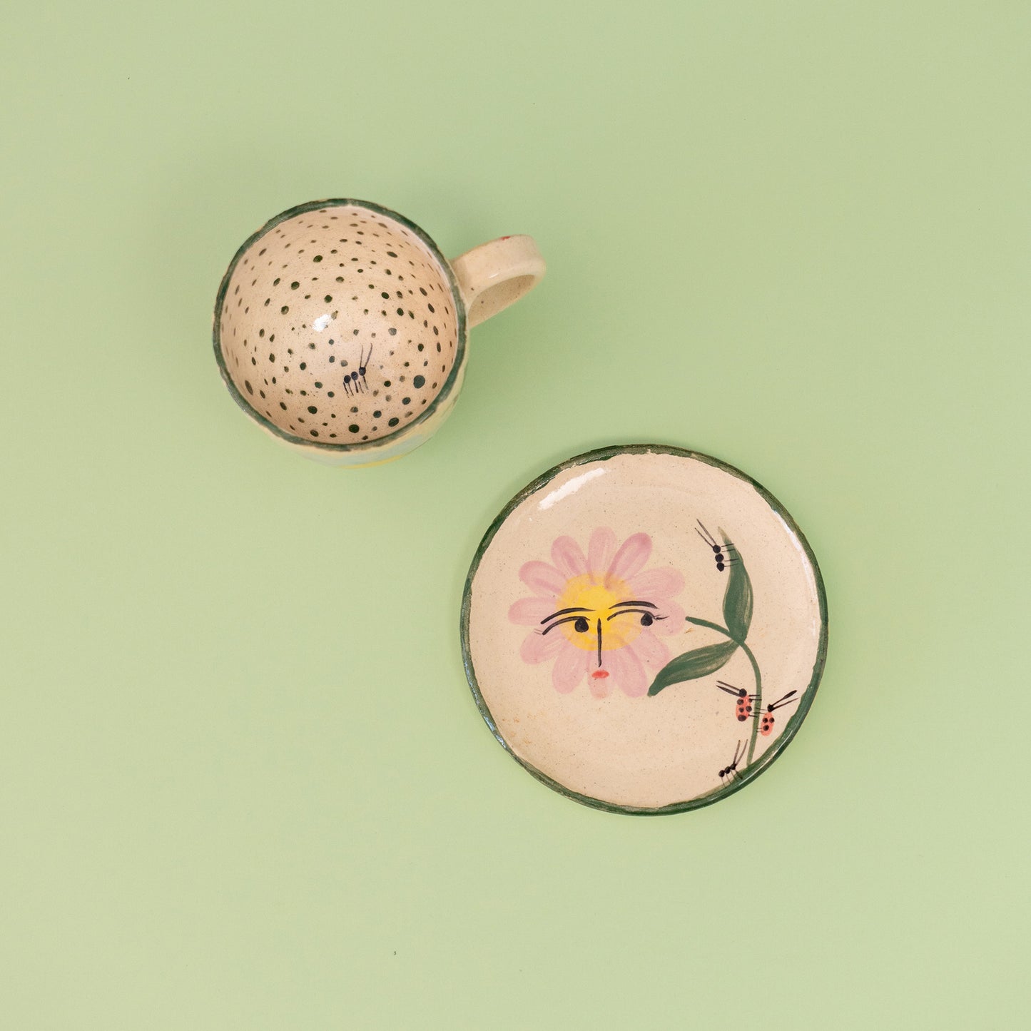 Set taza con asa "Flores de distinto color"