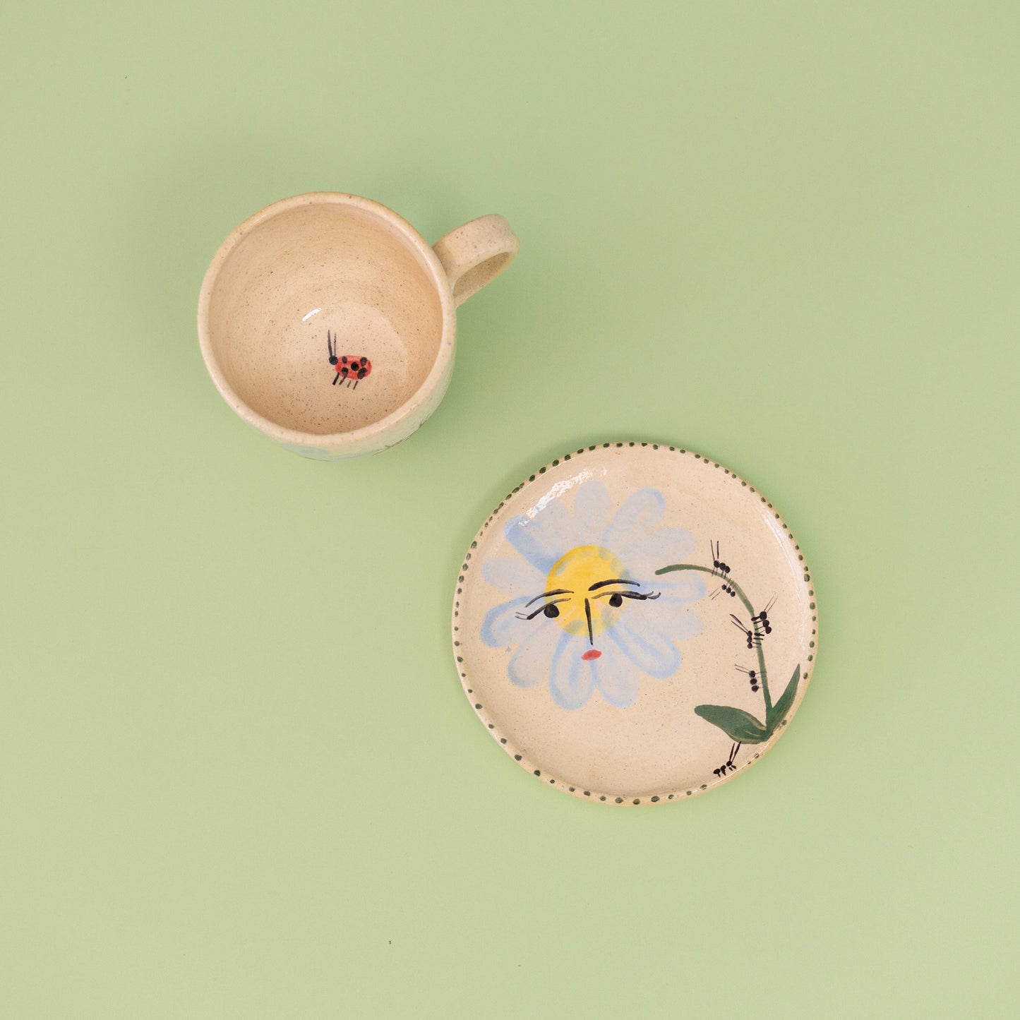 Set taza con asa "Flor azul"