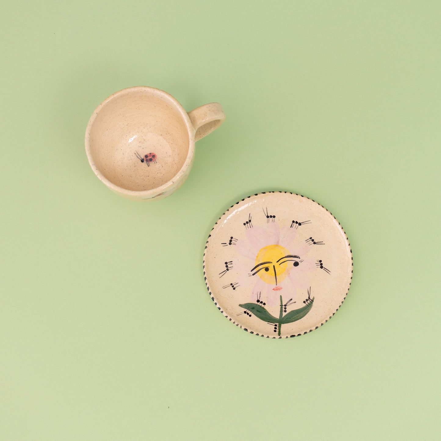 Set taza con asa "Flores rosadas mal genio"
