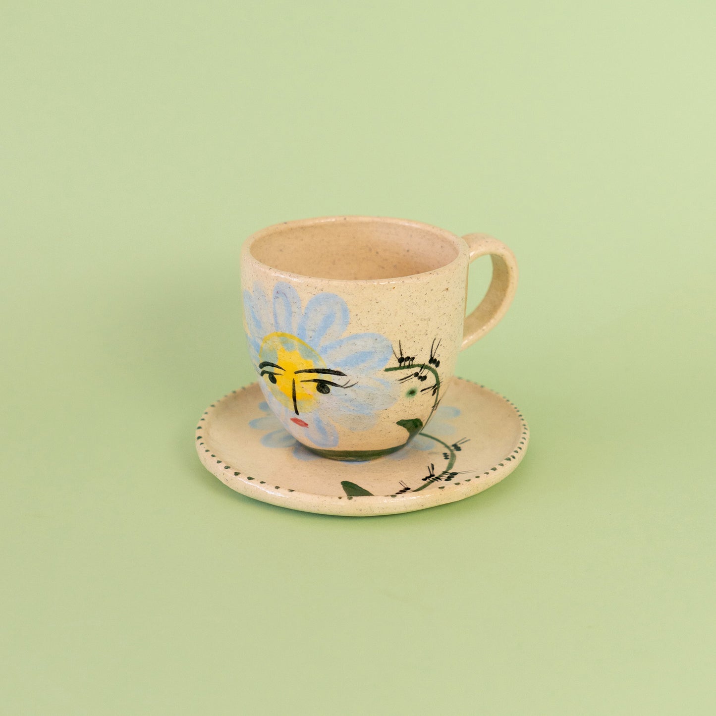 Set taza con asa "Flor azul"
