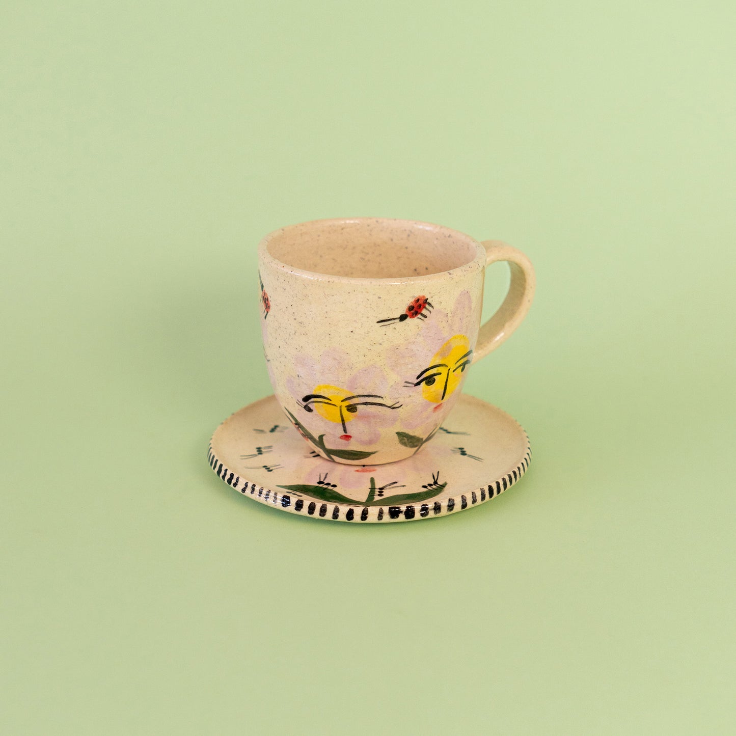 Set taza con asa "Flores rosadas mal genio"