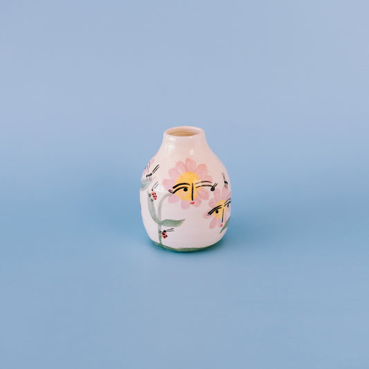 Mini vase "Pink flowers very busy"