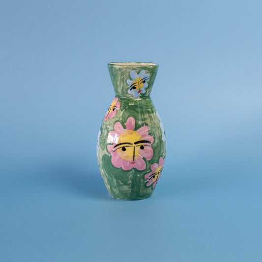 XS vase " Flowers with green background" - XS florero "Flores con fondo verde"