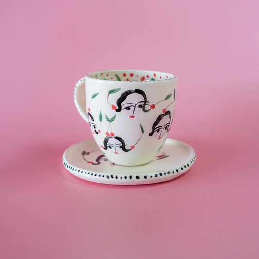 Cup + Plate " Boring Ladies" - Set taza con asa " Señoras Aburridas"