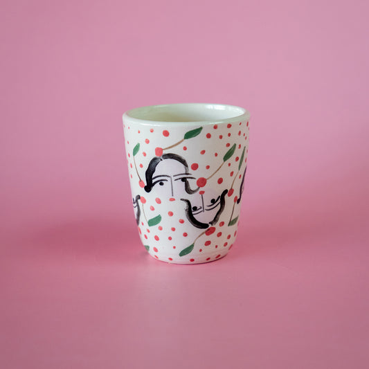 Espresso cup  "Ladies + cherries + points"