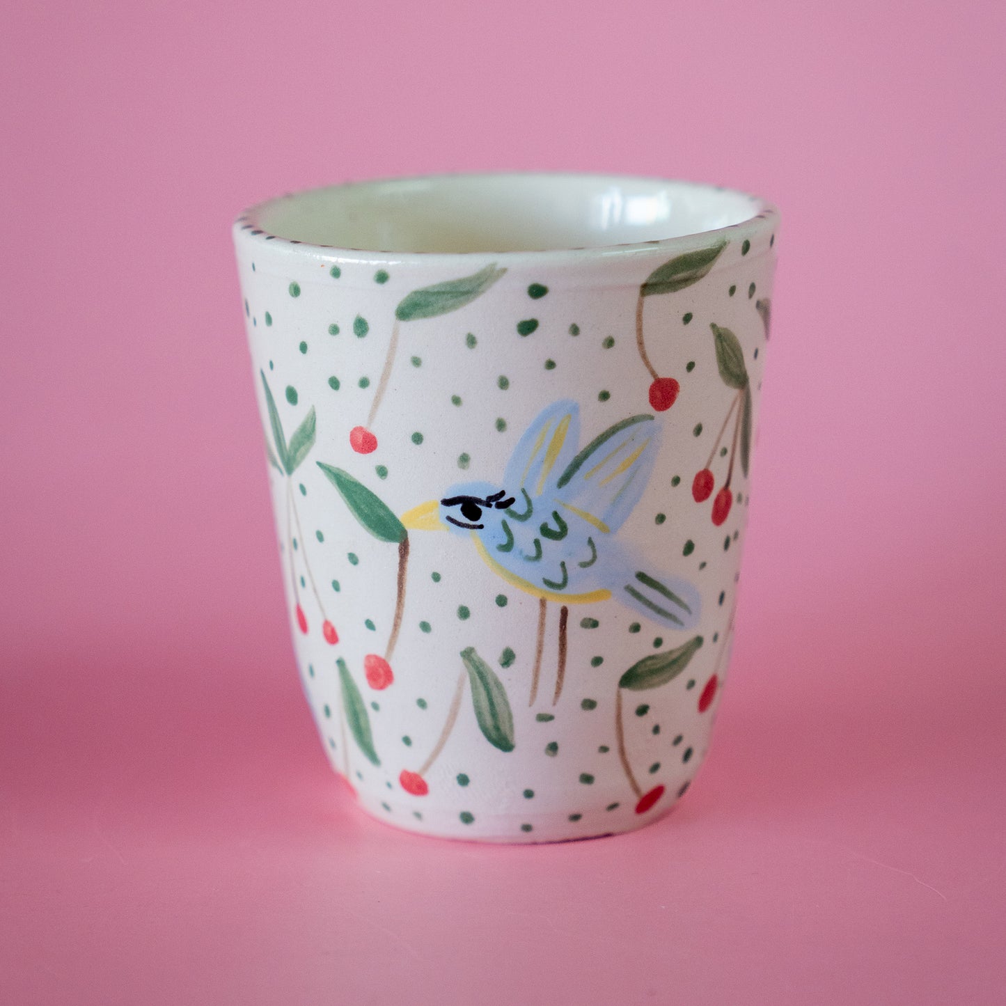 Espresso cup "Bird eating cherries"