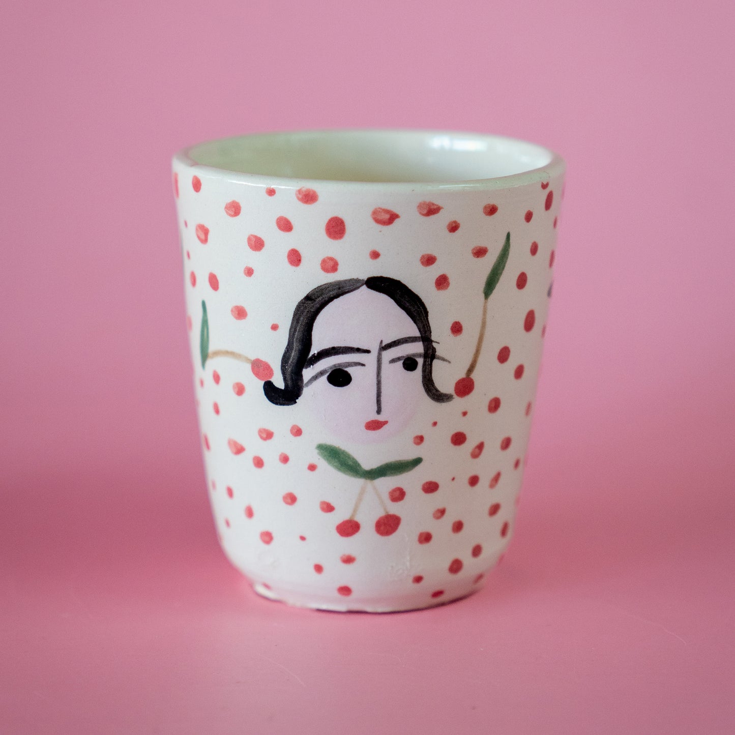 Espresso cup  "Ladies + cherries + points"