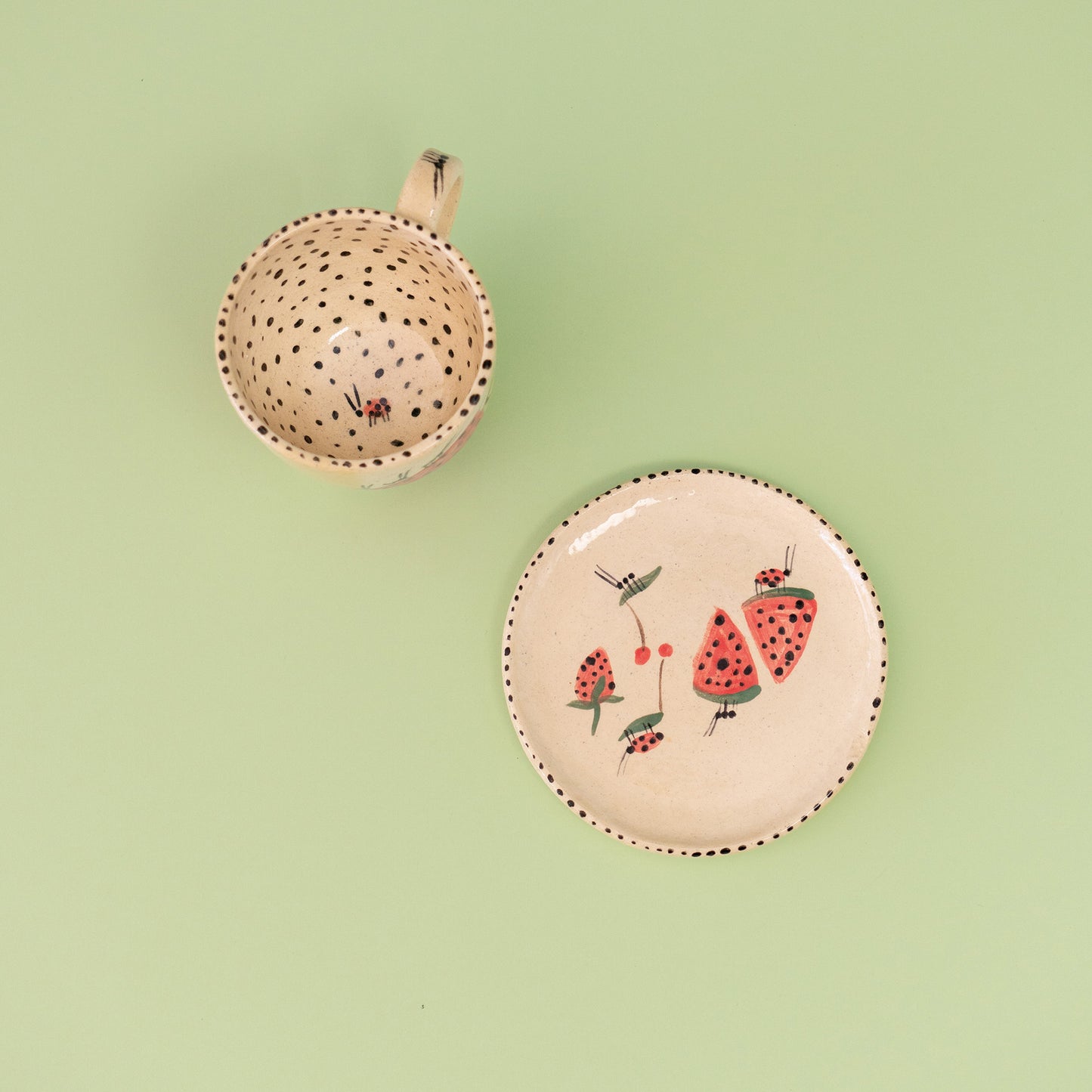 Set taza con asa "Hormigas de paseo por la sandía"