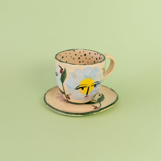 Set taza con asa "Flores de distinto color"