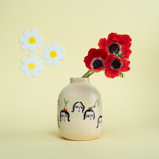 Vase of girls + cherries 1